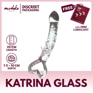 Midoko Penis Shaped Glass Dildo Heart Handle Sex Toy Transparent