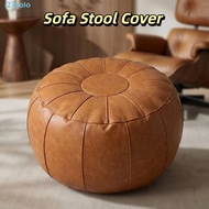 YOLO Pumpkin Pouf Cover, Unstuffed Round Seat Cushion Cover, Leg Bench Faux Leather Minimalist Large