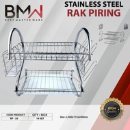 PERALATAN Bmw 2-tier Stainless Steel Dish Rack/Kitchen Utensil Rack