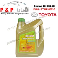 Toyota 0W 20 Fully Synthetic Engine Oil 4 litres Minyak Enjin / Hitam