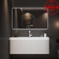 EQ4F輕奢可麗耐一體盆浴室櫃橡木智能側邊收納衛生間洗手盆組合洗