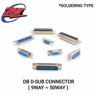 D-SUB DB9 DB15 DB25 DB37 DB50 ( 9WAY ~ 50WAY ) MALE PLUG / FEMALE SOCKET SOLDER TYPE CONNECTOR