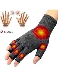 1對帶有防滑和透氣功能的壓力手套,半截運動手套,緩解關節炎的壓力手套,適用於戶外活動