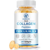 Multi Collagen Peptides for Women & Men, Hydrolyzed Collagen Peptides-Type I, II, III, V, X - with H