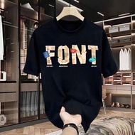 2026 Plus Size M-8XL Summer New Style Fat Brother Plus Round Neck T-Shirt Comfortable Pure Cotton Br