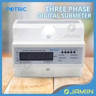 POTRIC Three Phase Kilowatt Hour Meter Rail Type PTS Series 3Phase Digital Sub-Meter 3 Phase 4P KWh 