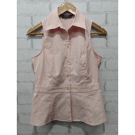 (A53) Oros Pink Sleeveless Shirt Slim Fit With Collar From The Express Brand Stretch Model. "