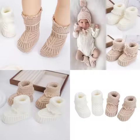 Soft Knit Baby Booties Comfortable First Walkers Warm & Soft Baby Booties Warm Toddler Booties for N
