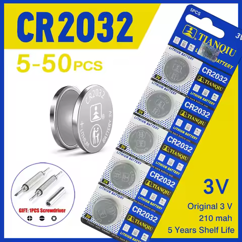 TIANQIU CR2032 Battery DL2032 ECR2032 BR2032 2032 CR 2032 3V Lithium Button Cell Coin Battery Long L