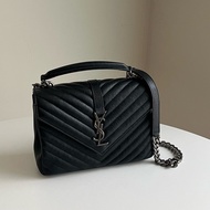 YSL Saint Laurent College 學院包/鏈條包（黑色/銀釦）