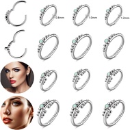 1 PC Stainless Steel Nose Stud Piercing 16G/18G/20G Nose Ring Piercing Opal Nostril Ring 8/10mm Sept