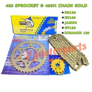 KR150 ZX150 KRR150 JAGUH GT128 DINAMIK 120 FRONT REAR 428 SPROCKET & GOLD CHAIN 428H SPOKET SPOCKET 