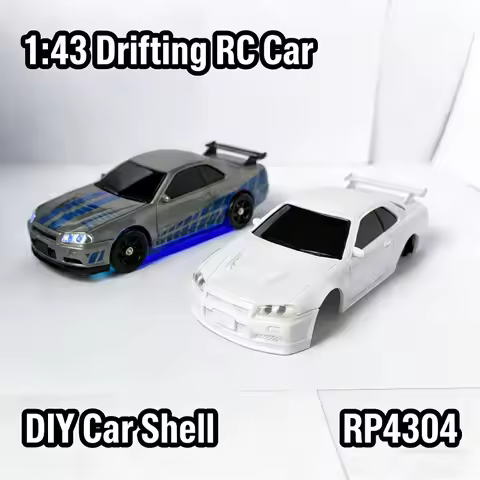 HB 1:43 RC Drift Car GTR R34 2.4G 4WD ESP Gyro APP Control DIY White Body Shell Replaceable Tires Fu
