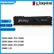 DDR4แรม8GB 16GB 2400MHz 2666MHz 3200MHz 3600MHZ หน่วยความจำสำหรับเดสก์ท็อป KF432C16BB/8-SP KF432C16BB1/16-SP 1.2V DIMM FURY BEAST หน่วยความจำเล่นเกมสำหรับเดสก์ท็อป [100% ใหม่ &amp; ทดสอบ100%]