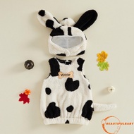 Beauty-Baby Dalmatian Dog Costume Winter Warm Sleeveless Tops Plush Animal Costume with Hood