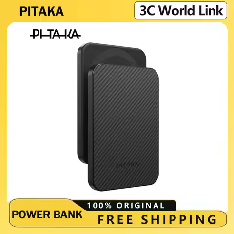 PITAKA 5000mAh Magnetic Power Bank Aramid Fiber 15W Fast Wireless Charging MagSafe Power Bank Portab