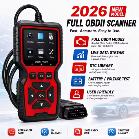 V519 Heavy Duty OBD2 Diagnostic Scanner Automotive Code Reader Reset Tool with Live Data Stream Mode