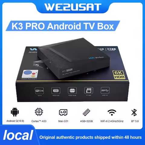 We2uSat K3 Pro TV Box 6K HDR Android Q (10.0) H.264/H.265 10bit Build in WiFi-6 2.4GHz/5GHz+BT 5.0 4