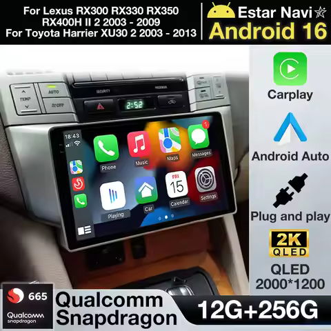 Android 16 Car Radio For Lexus RX300 RX330 RX350 RX400H II 2 2003 - 2009 Toyota Harrier XU30 II 2 20