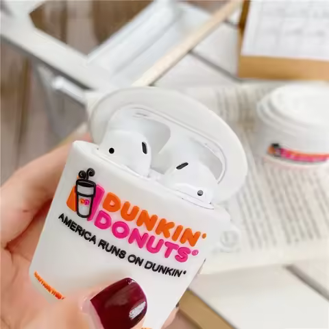 3D Dunkin Donuts Doughnut Coffee Cup Cute for Airpods 1 2 Pro Case Cover Wireless Headphone Protecti