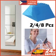 2/4/8pcs 20CM Mirror Wall Sticker Acrylic Square Mirror Tile Wall Stickers Decal Bathroom Decor