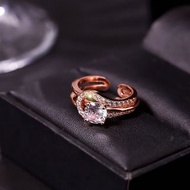 【現貨】韓版 玫瑰金二合一 水鑽 鋯石 造型 戒指 兩件套 兩件組- 玫瑰金
