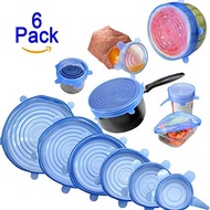 6 pieces Silicone Stretch Lids Reusable Flexible Food Cover