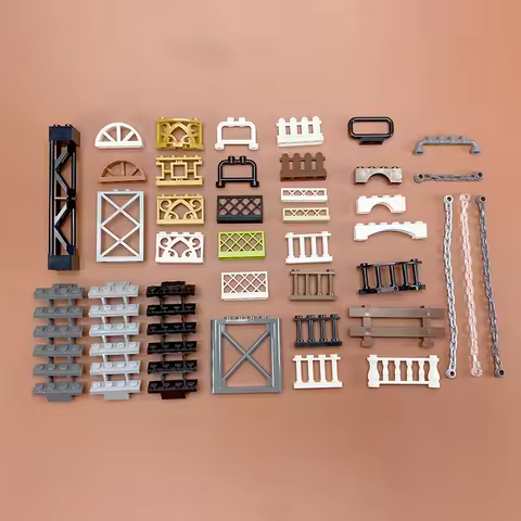 City Building Block MOC Parts Fence Railing Stair Barrier Ladder Guard Castle Garden Farm Military B