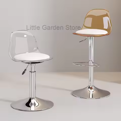 Metal Pink Bar Stool Acrylic Lifting Waiting Transparent Bar Stool Library Industrial Taburetes Alto