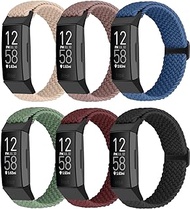 ShuYo Braided Stretchy Solo Loop Bands Compatible With Fitbit Charge 4 / Fitbit Charge 3/3 SE for Women Men Nylon Elastic Straps Wristbands for Fitbit Charge 4/3(6 Pack)
