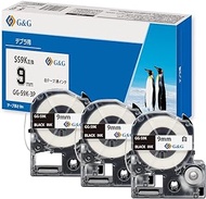 G&amp;G Compatible Tape Cartridge, Kingjim Tepra GG-S9K-3P, Set of 3, Length 26.6 ft (8 m), Width 0.4 inches (9 mm), Compatible with SR170, SR750, SR-R7900P, SR-R980