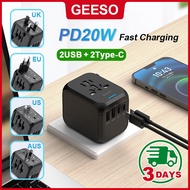 GEESO PD20W Universal Adapter USB-A USB-C Travel International Adapter Plug Universal Adapter Charge