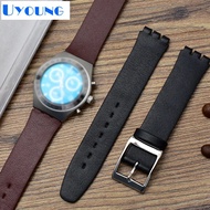 21V Thin Genuine Leather Watch Band 17mm for swatch SYXS116 wath strap simple leather bracelet boi