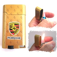 Pemetik Api Porsche Emas Gas Butana Jet Biru dan Api Lembut