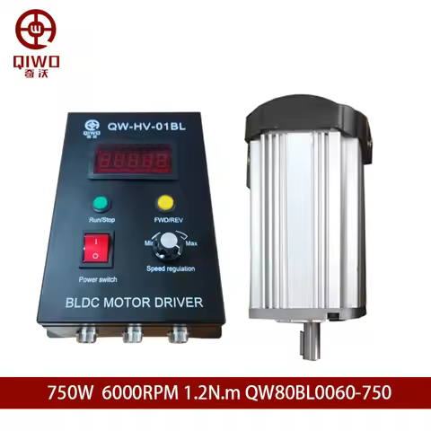 High Speed 220V 6000rpm 0.75KW 750W 1.2N.M 80mm Brushless DC Motor Low Noise Hall BLDC Motor With Dr