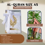 Hanna Mirae Al-Quran A5 Terjemahan Perkata Baldu Velvet Exclusive Engrave Name Hadiah Hantaran Corpo