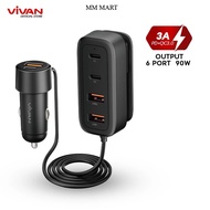 VIVAN VCC05 Car Charger 90W Car Charger with 6 Original Ports