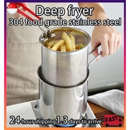 [SG Stock]Household Deep Fryer, 304 Stainless Steel Frying Pot, Gas Mini Fryer with Filter, Deep fryer