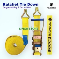 Cargo Lashing 5 Ton x 8 M GOSAVE Cargo Belt Ratchet Tie Down Trackbelt Truck BindingTALI