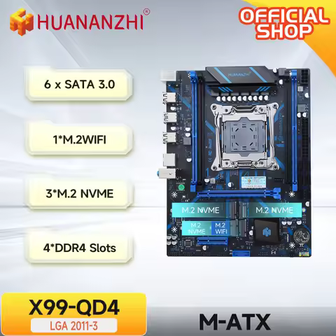 HUANANZHI X99 QD4 LGA 2011-3 XEON X99 Motherboard Intel E5 2640 2666 2670 2696 V3 V4 support DDR4 RE