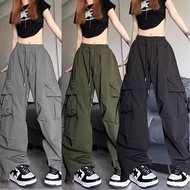 Ready Srock Black Cargo Pants Women Khaki Seluar Cargo Perempuan Loose Cargo Pants Women Straight Cu