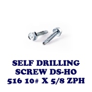 30/50 PCS Dsm-ho 516 #10 x 5/8 Zinc Plated Self Drilling Screw Hex Head / Skru Besi Biru Kuda