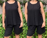 TERNO PLAIN CHALLIS SANDO AND SHORT UP TO XXL PLUS SIZE