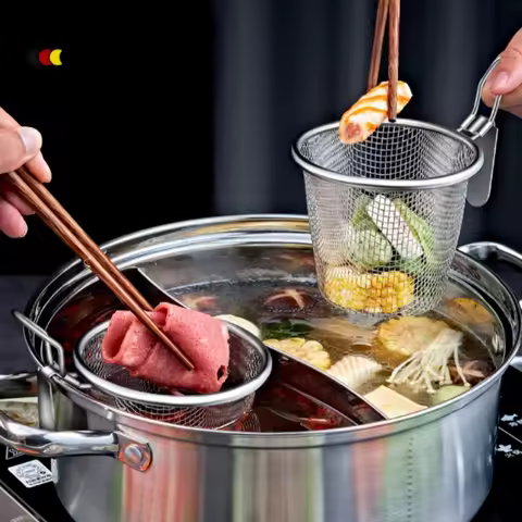 Stainless steel chafing dish, leaky spoon, household strainer, funnel, hook, instant boiled meat, fr
