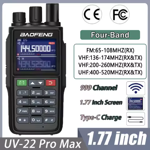 Baofeng UV-22 Pro Max Walkie Talkie with LCD TPC Charge 5-10W FM Radio 200-260MHz Long Range NOAA 99