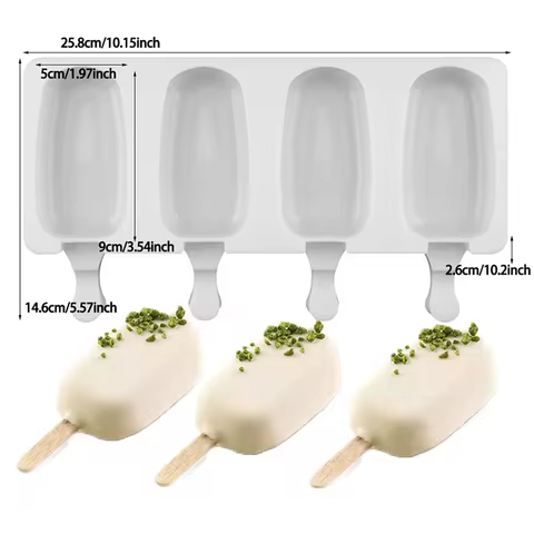 Silicone Ice Cream Forms Popsicle Mold DIY Homemade Dessert Freezer Fruit Juice Cube Maker Mould Wit