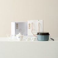 Return to Garden Quick Cup Lanolin Jade Porcelain Phalaenopsis Travel Tea Set Portable with Bubble T