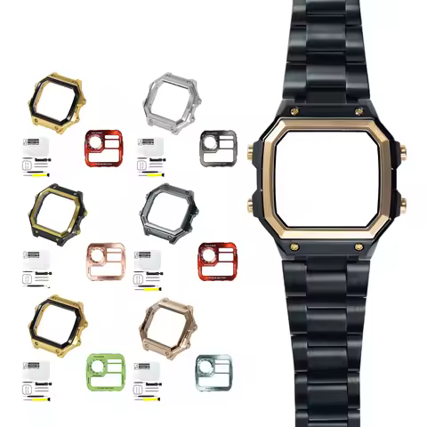 316L SS Watch Case Faceplate Combo for Casio AE1200 Rose Gold Bezel Black Case Metal Multi Style Wat