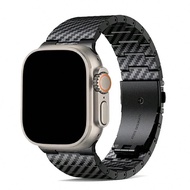 1ชิ้น สาย Apple Watch ปรับขนาดได้ พับเก็บได้ พิมพ์ลวดลายคาร์บอนไฟเบอร์ เข้ากับ Apple Watch Ultra/SE/