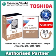TOSHIBA N300 NAS SATA Internal 3.5" HDD 7200RPM, 4TB / 6TB / 8TB / 10TB / 12TB /16TB. Singapore 3 Ye
